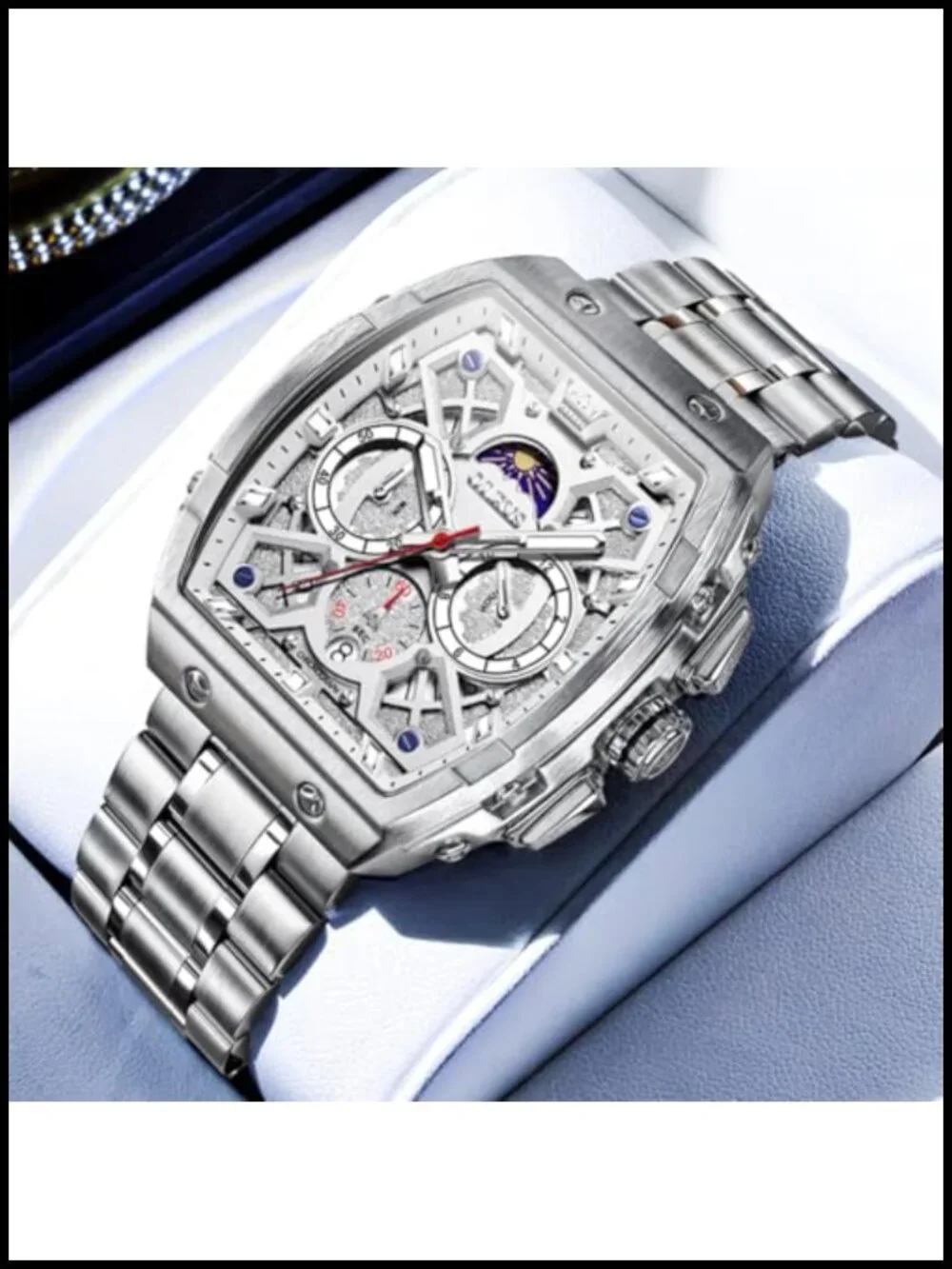 Men's OLEVS Quartz Watch Diamond Chronograph Stainless Steel Big Face